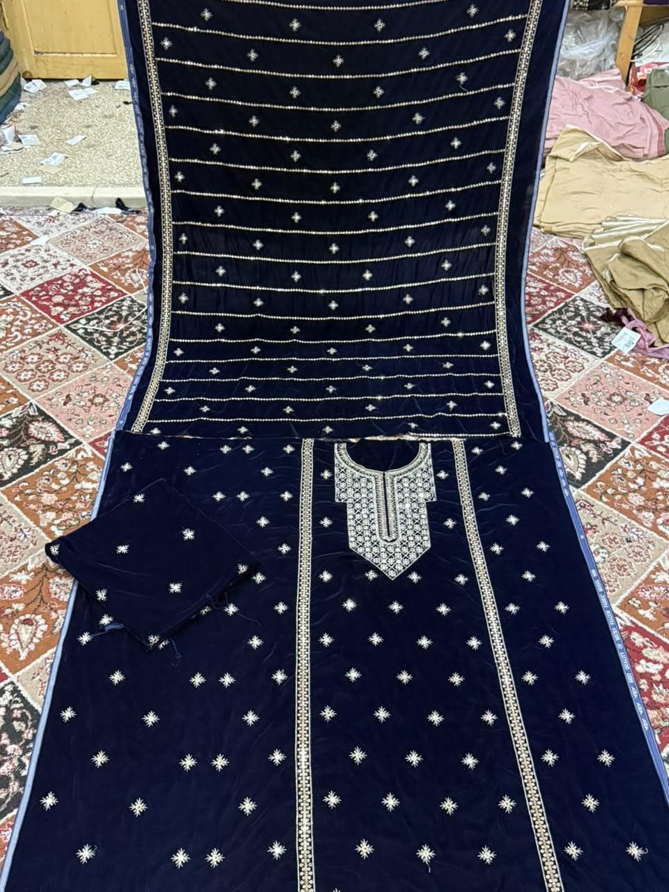 Dhanak Handcrafted Velvet Ensemble - Luxury Velvet Wholesale Pakistani Suit