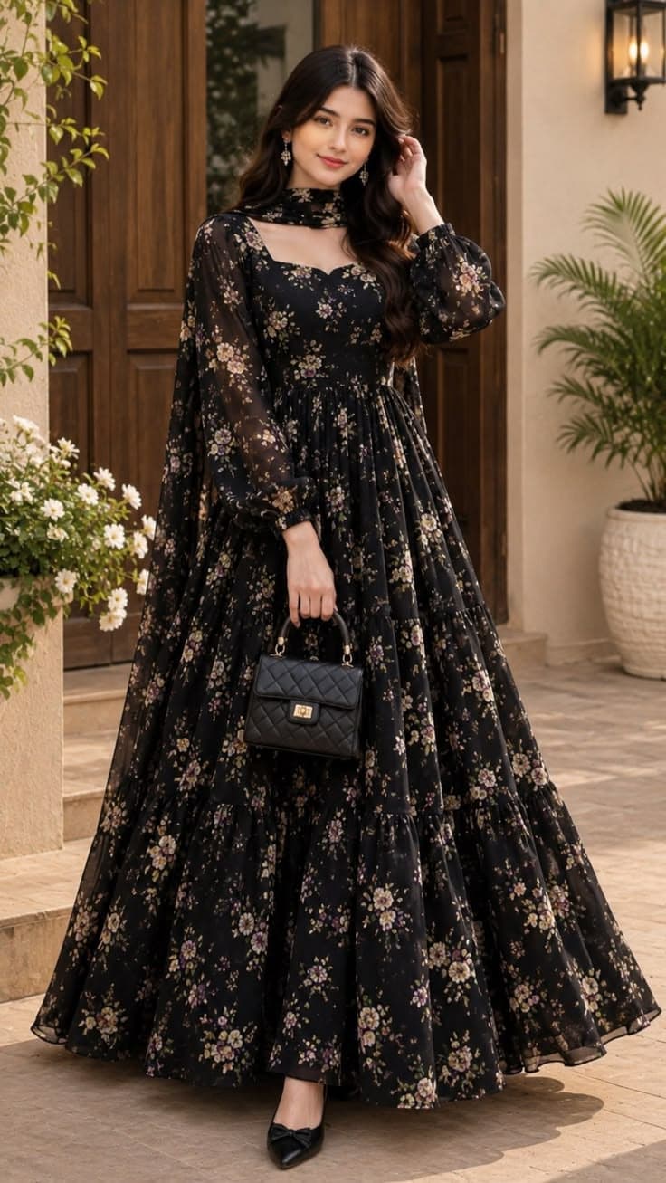 Dhanak Handcrafted Maxi Dress - Maxi Wholesale Pakistani Suit